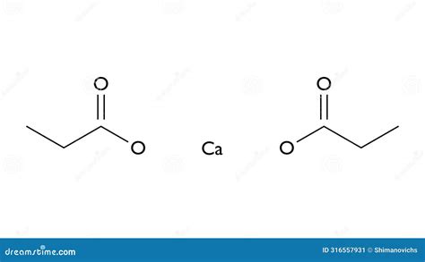 Calcium Propanoate Molecule Structural Chemical Formula Ball And