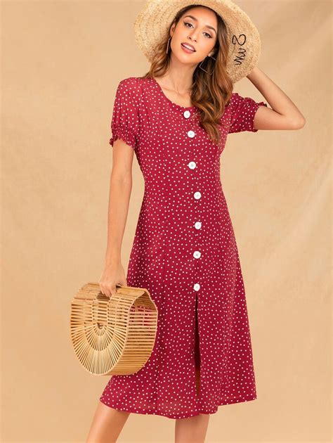 Confetti Polka Dot Button Front Dress Button Front Dress Colorful