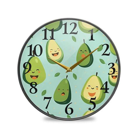 Avocados Wall Clocks Battery Operated 9 5 Inch Round Clock Acrylic