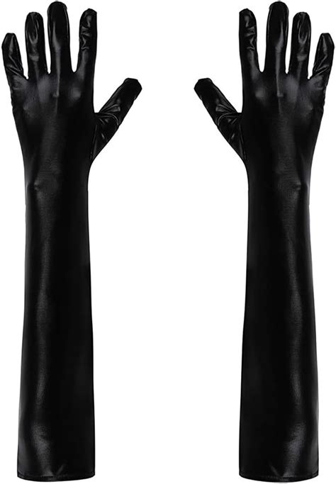 Lyitzw Paire Gants Longs Noirs En Similicuir Pour Femme Sexy Gants