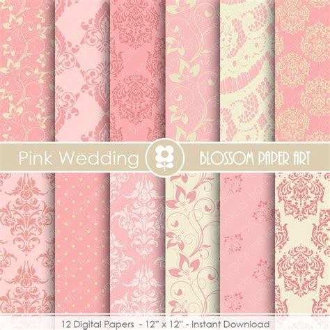 Pink Wedding Paper Art Digital Papers