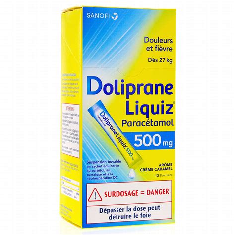 DOLIPRANE Liquiz 500mg Solution buvable x 12 sachets Médicament