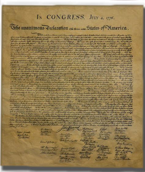 Declaration Of Independence 1776 High Quality Antiqued Parchment Replica