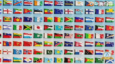 3D model Animated Flags of all 210 countries and regions VR / AR / low ...