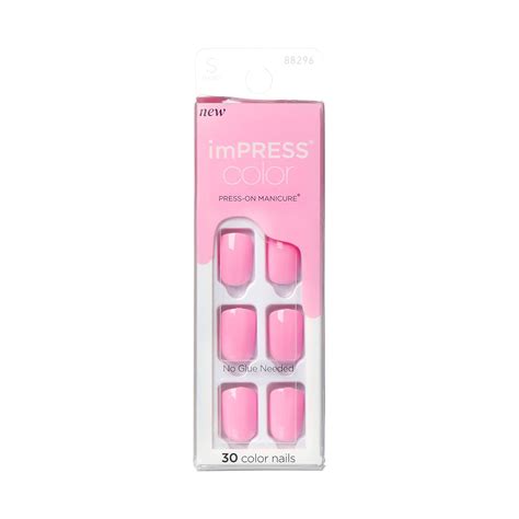 Kiss Impress No Glue Mani Press On Nails Color Self Care Pink Short Size