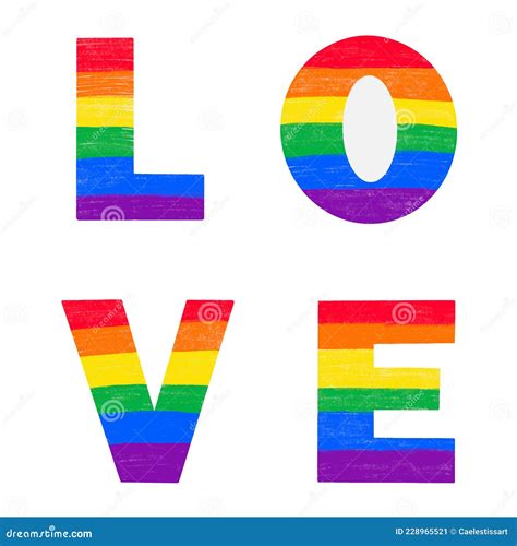 Letters Love Colored In Rainbow Lgbtq Gay Pride Flag Colors Vector