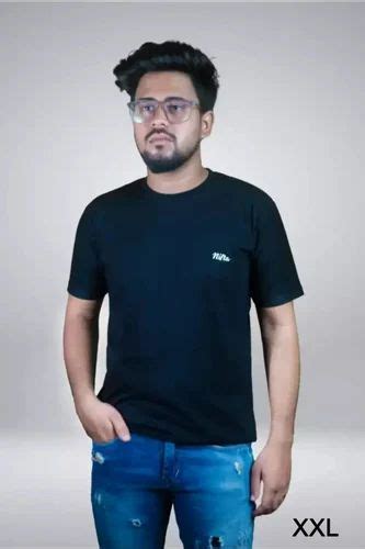 Plain Men Solid Round Neck Pure Cotton Black T Shirt At Rs 199 In Bardhaman