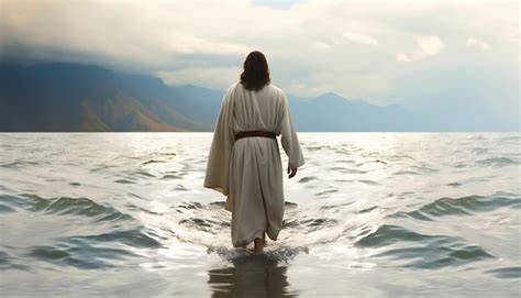 Jésus Christ Marche Sur L eau Sur La Mer De Galilée Photo Premium