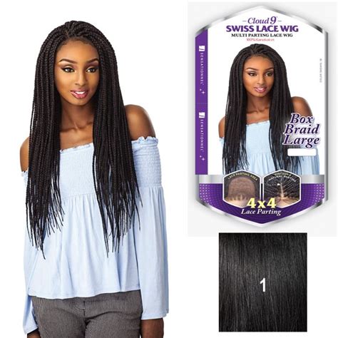 Sensationnel Cloud9 Swiss Lace Wig 4x4 Box Braid Large Color 1