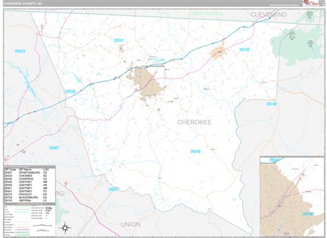 Cherokee County, SC Wall Map Premium Style by MarketMAPS - MapSales