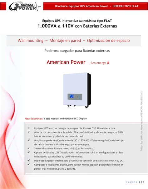 Ups Interactiva Monofasica Tipo Flat Va V American Power