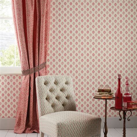 Camille By Nina Campbell Coral Pink Wallpaper Wallpaper Direct