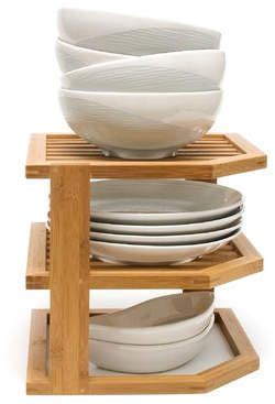 Lipper Bamboo 3 Tier Corner Kitchen Shelving Rack