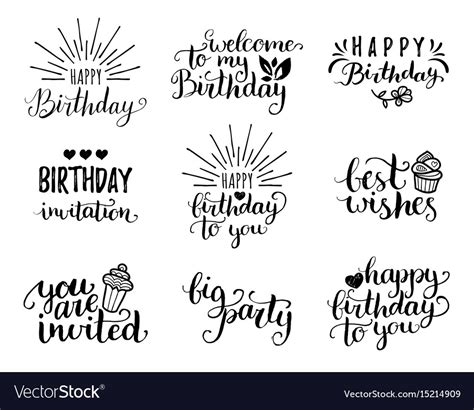 Happy Birthday Hand Lettering Collection Vector Image