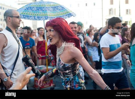 Rome Italy Th July Gay Pride March In Rome Pictured A Transgender With Red Hair