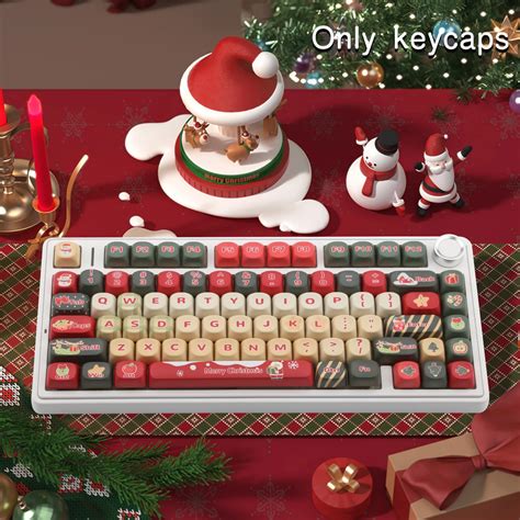 Natal Moa Redondo Keycaps Pbt Keycap Conjunto Para Menina Teclado