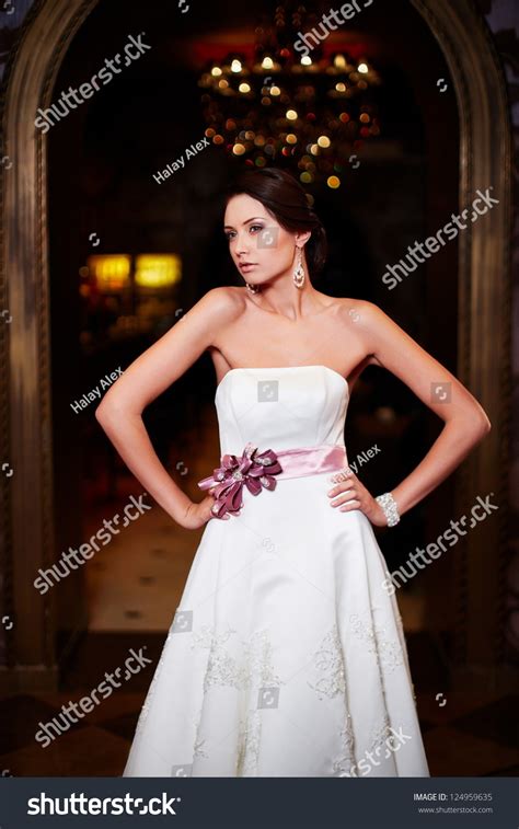 Happy Beautiful Sexy Bride Brunette Girl Stock Photo 124959635 Shutterstock
