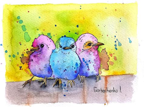 Original Watercolor Painting Birds Art Decor Watercolor Bird Watercolor ...