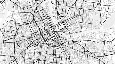 Minimalist Nashville Street Map with Labels and Neighborhoods Stock Illustration - Illustration ...