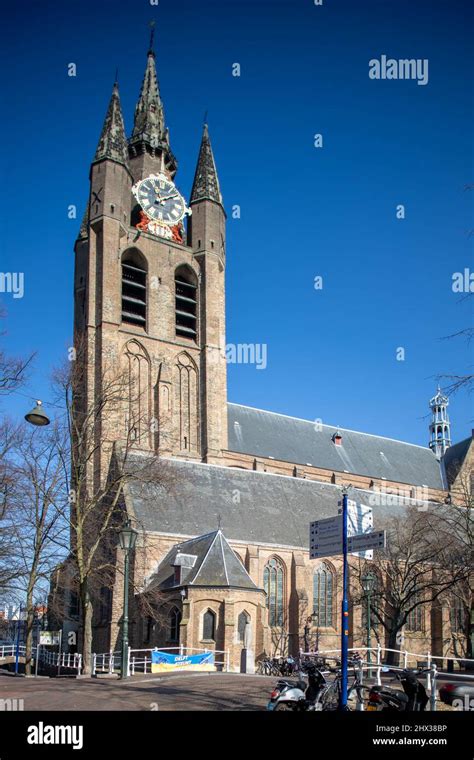 The Old Church Oude Kerk With The Leaning Tower Delft The