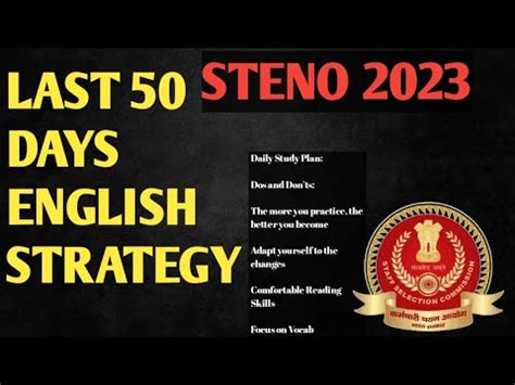 Ssc Stenographer English Strategy Last Days Steno English