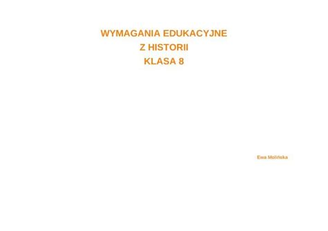 PDF WYMAGANIA EDUKACYJNE Z HISTORII KLASA 8 1 Wojna Obronna Polski