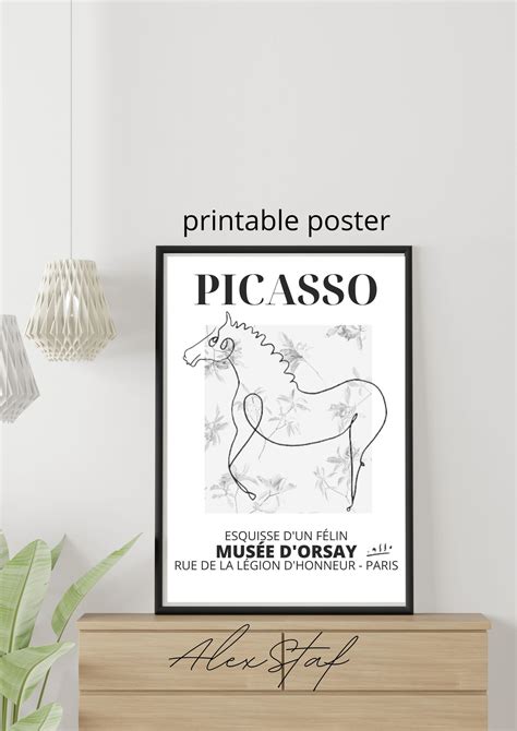 Pablo Picasso Horse Sketch Exhibition Vintage Line Art - Etsy