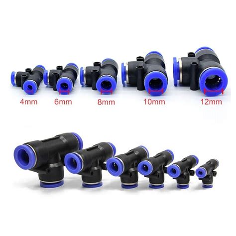 100Pcs PE Pneumatic Fittings Fitting Plastic T Type 3 Way For 4Mm 6Mm