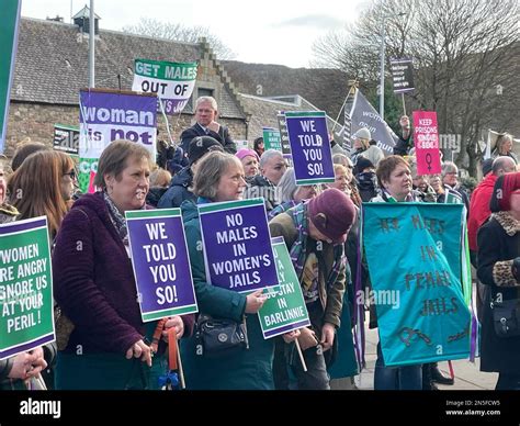 Campaigners From Women Scotland Protest Outside Holyrood Against Male Transgender Prisoners