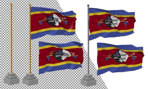 Premium PSD Eswatini Flag Waving Different Style With Stand Pole