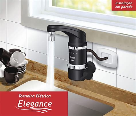 Torneira Elétrica Elegance 4T De Parede Preta 5 400W Fame 3995 220V