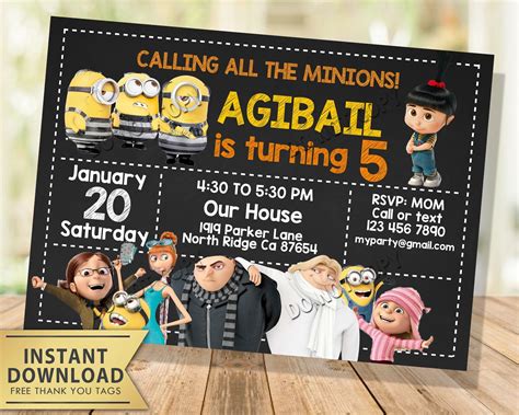 Despicable Me Minion Invitation My Party Templates