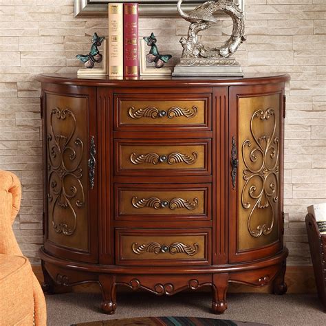 991mm Walnut Entryway Cabinet Accent Cabinet With 4 Drawers And 2 Doors