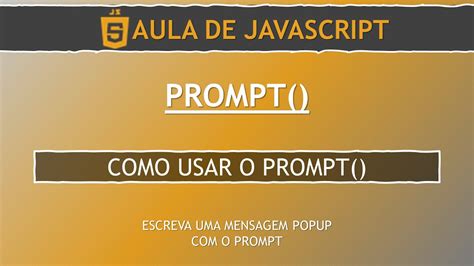 Javascript Como Usar O Prompt Introdução Seja Coder YouTube