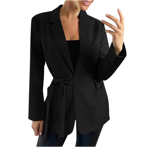 Work Blazers For Women Office Professional Solid Color Long Sleeve Blazer Lapel Blazer Fitted