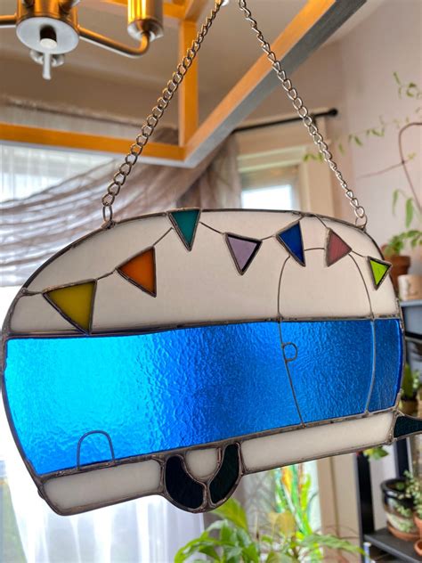 Camping Trip Stained Glass Camper Van Trailer Rv Etsy