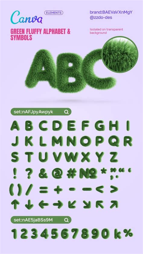 Canva Element Keyword Green 3D Fluffy Alphabet Simbols Canvas