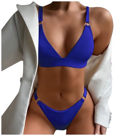 Ydkzymd Women Bikini Two Piece Low Rise Swimsuits Solid Push Up Sexy