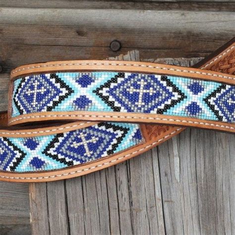 Handmade Leather Belt With Beaded Insert Etsy