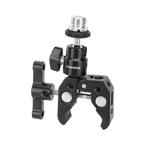 CAMVATE Super Clamp With 5 8 27 Screw Ball Head Mount Black T Handle