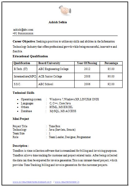 Sample Resume Format Job Application Free Samples Examples And Format Resume Curruculum