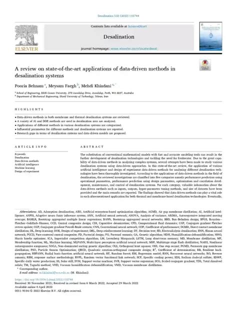 Data Driven Methods In Desalination Systems Aquaenergy Expo Knowledge Hub