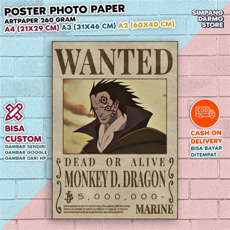 Jual Poster Buronan Monkey D Dragon Terbaru Ayah Bapak Luffy Foster