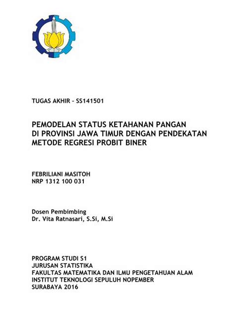 Pdf Pemodelan Status Ketahanan Pangan Di Provinsi Jawa Repository