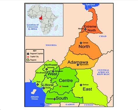 Map Of Cameroon Showing The 10 Administrative Regions Source Author