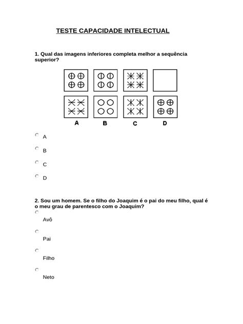 Teste Para Detectar Deficiencia Intelectual - Teste de Capacidade Intelectual | PDF