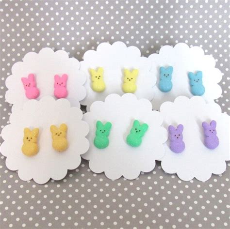 Peeps Earrings Stud Earrings Peeps Bunny Easter Earrings