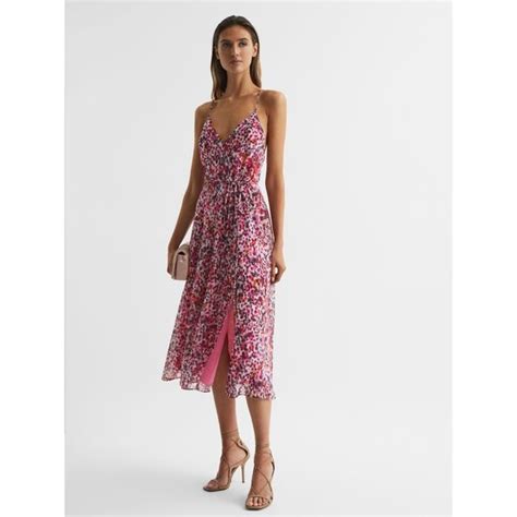 Reiss Dresses Reiss Pippa Strappy Floral Smudge Print Midi Dress