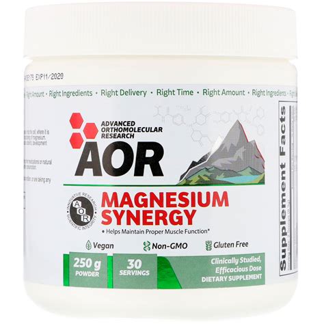 Advanced Orthomolecular Research Aor Magnesium Synergy Powder 250 G Iherb