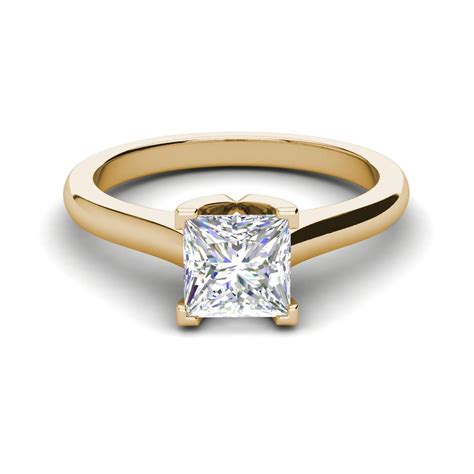 Solitaire Carat Si F Princess Cut Diamond Engagement Ring Treated